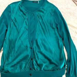 Magaschoni silk/cashmere dark teal sweater size XL